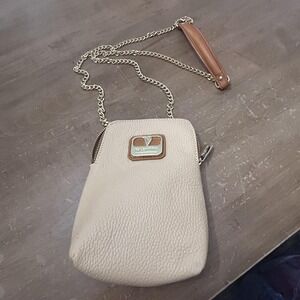 Valentina Crossbody Bag Womens Mini Beige Leather Chain Strap Purse Italy